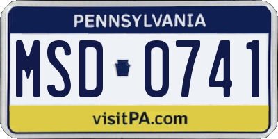 PA license plate MSD0741