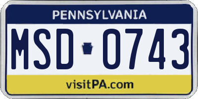 PA license plate MSD0743