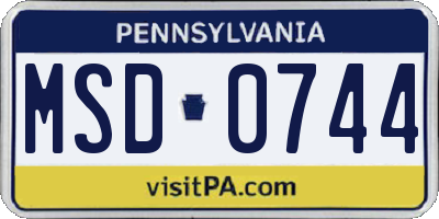 PA license plate MSD0744