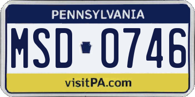 PA license plate MSD0746