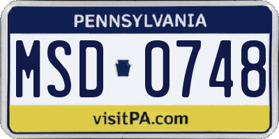 PA license plate MSD0748