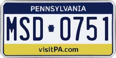 PA license plate MSD0751