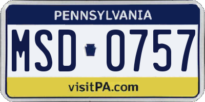 PA license plate MSD0757
