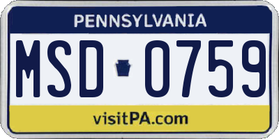 PA license plate MSD0759