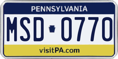 PA license plate MSD0770