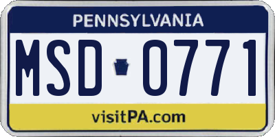 PA license plate MSD0771
