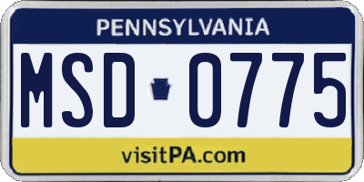 PA license plate MSD0775