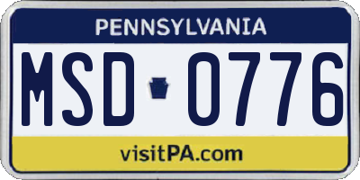 PA license plate MSD0776