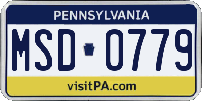 PA license plate MSD0779