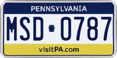 PA license plate MSD0787