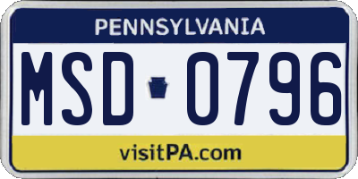 PA license plate MSD0796