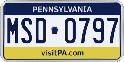 PA license plate MSD0797