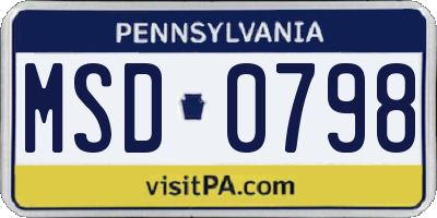PA license plate MSD0798