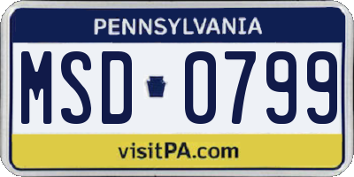 PA license plate MSD0799