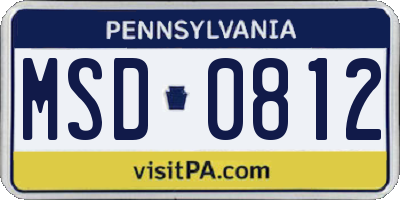 PA license plate MSD0812