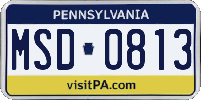 PA license plate MSD0813