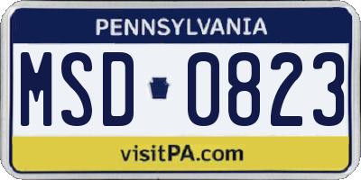 PA license plate MSD0823