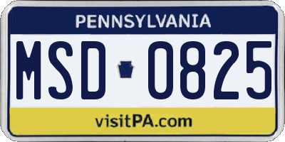 PA license plate MSD0825