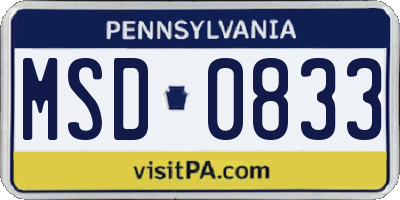 PA license plate MSD0833