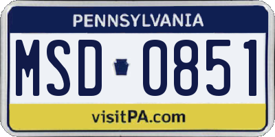 PA license plate MSD0851