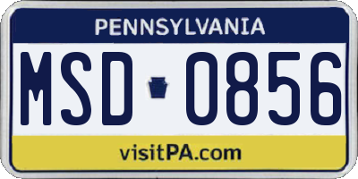 PA license plate MSD0856