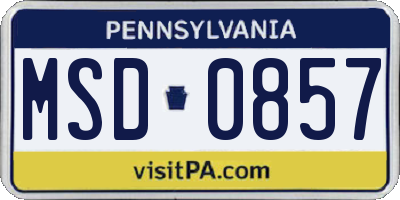 PA license plate MSD0857
