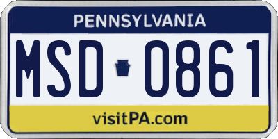 PA license plate MSD0861