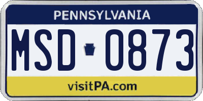 PA license plate MSD0873