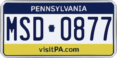 PA license plate MSD0877