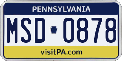 PA license plate MSD0878