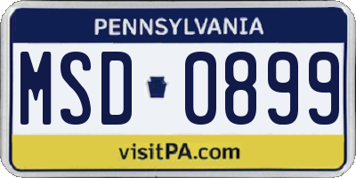 PA license plate MSD0899