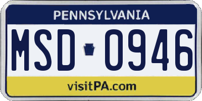 PA license plate MSD0946