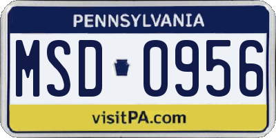 PA license plate MSD0956