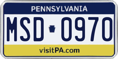 PA license plate MSD0970