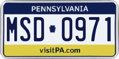 PA license plate MSD0971