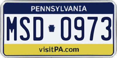 PA license plate MSD0973