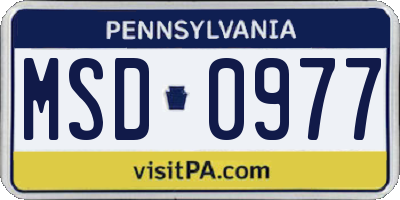 PA license plate MSD0977