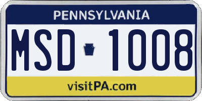 PA license plate MSD1008