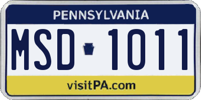PA license plate MSD1011