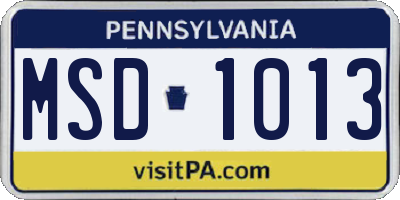 PA license plate MSD1013