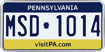 PA license plate MSD1014