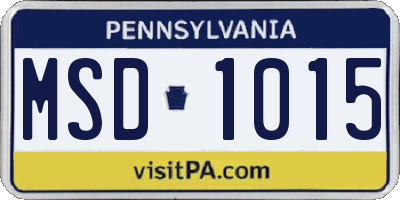 PA license plate MSD1015