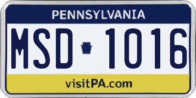 PA license plate MSD1016