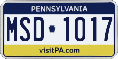 PA license plate MSD1017