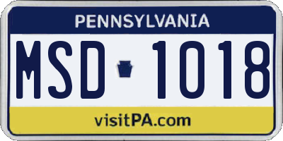 PA license plate MSD1018