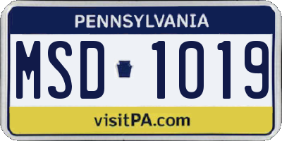 PA license plate MSD1019