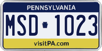 PA license plate MSD1023