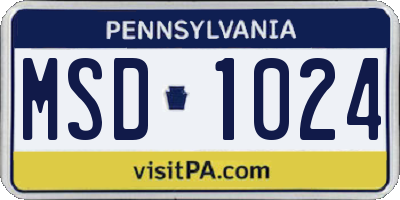 PA license plate MSD1024
