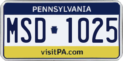 PA license plate MSD1025