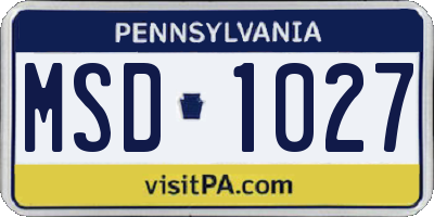 PA license plate MSD1027